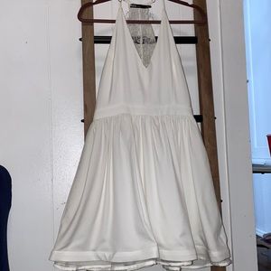 White Zip Up Halter Dress | Open Laced Back | size: M